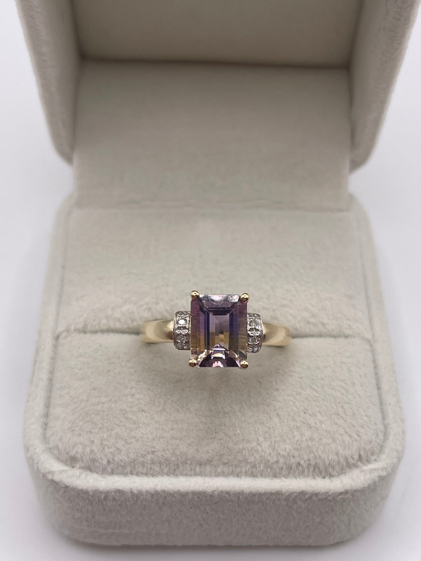 9ct gold ametrine and diamond ring