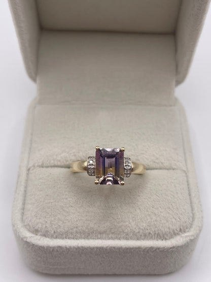 9ct gold ametrine and diamond ring