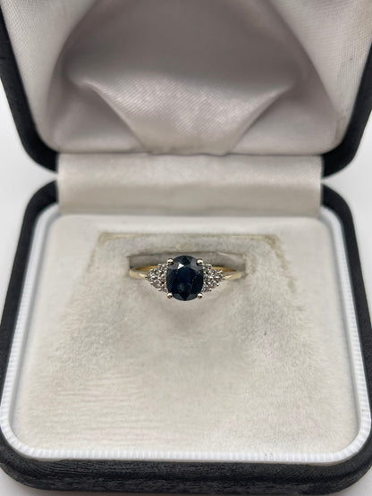 9ct gold sapphire and diamond ring