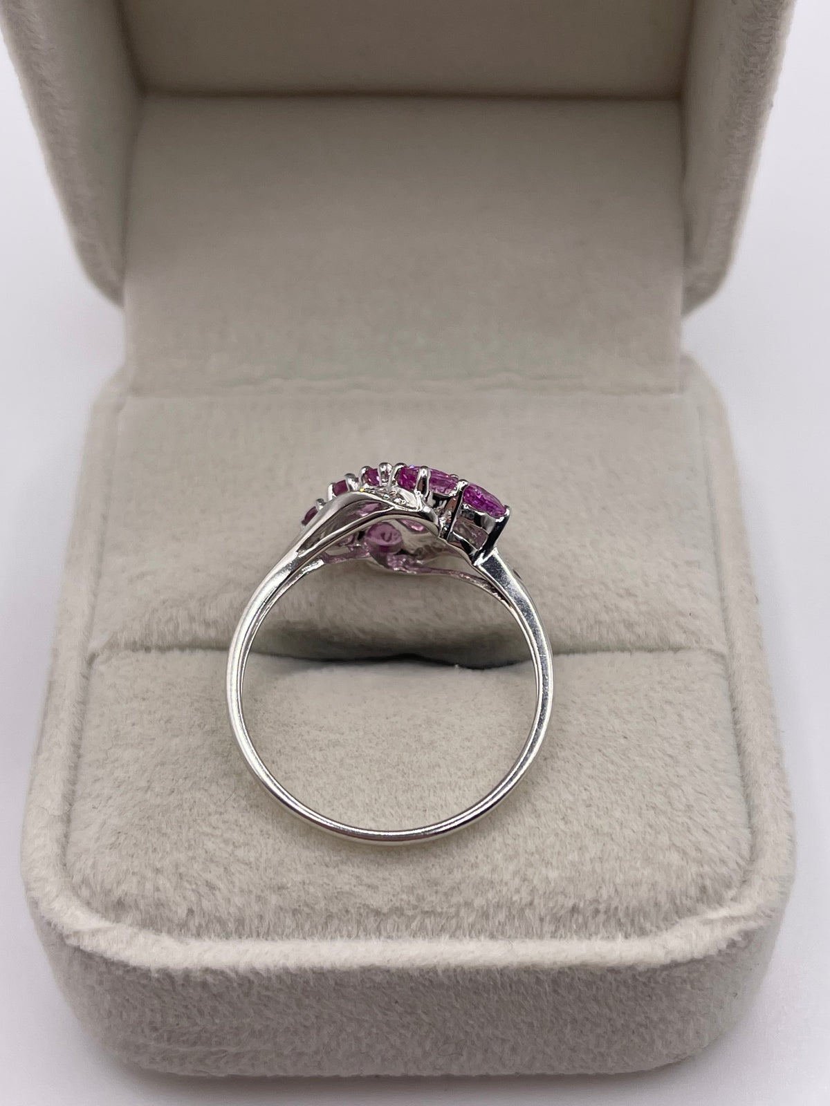 9ct white gold pink sapphire and diamond ring
