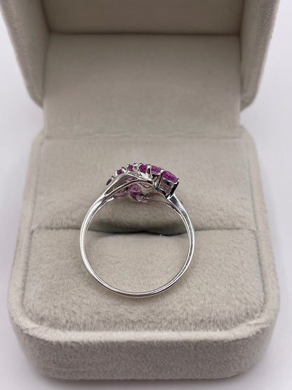 9ct white gold pink sapphire and diamond ring
