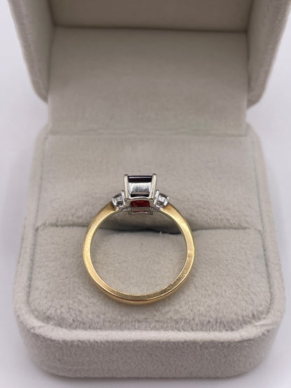 9ct gold garnet and diamond ring