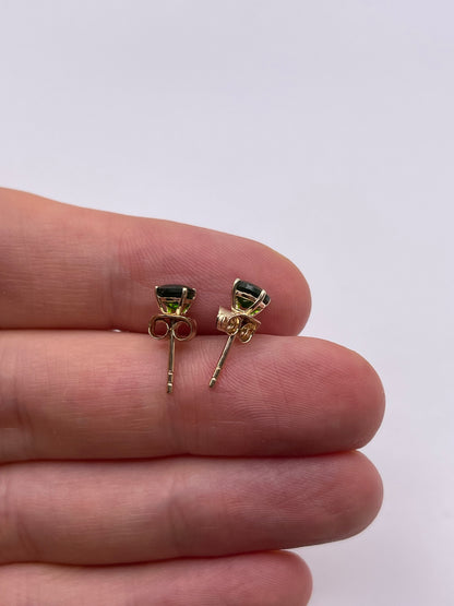 9ct gold diopside earrings