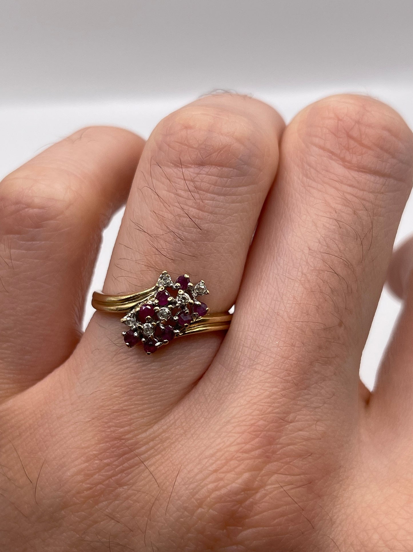9ct gold ruby and diamond ring