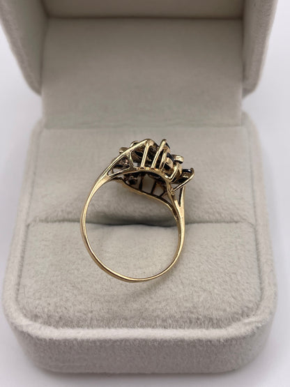9ct gold sapphire and diamond cluster ring