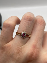 Load image into Gallery viewer, 9ct gold ruby and diamond ring
