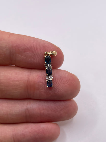 9ct gold sapphire and diamond pendant