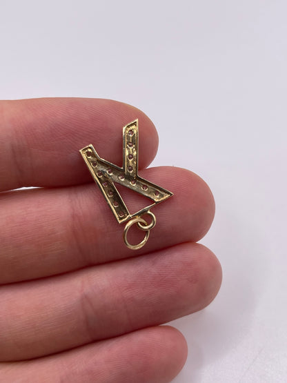 9ct gold cz initial K pendant
