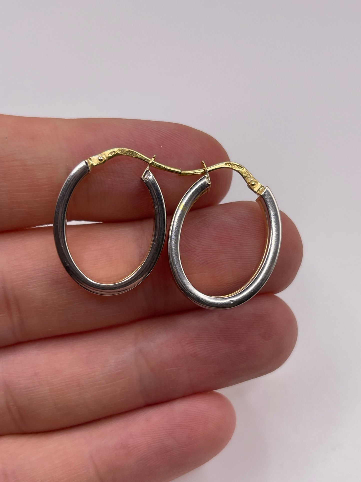9ct two tone gold creole earrings