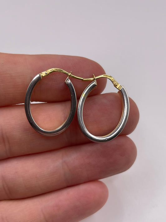 9ct two tone gold creole earrings