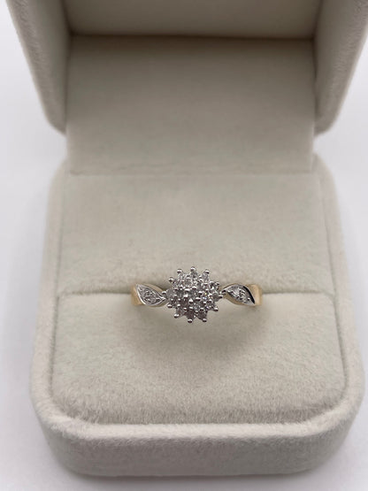 9ct gold diamond cluster ring