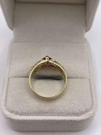 9ct gold amethyst and diamond ring