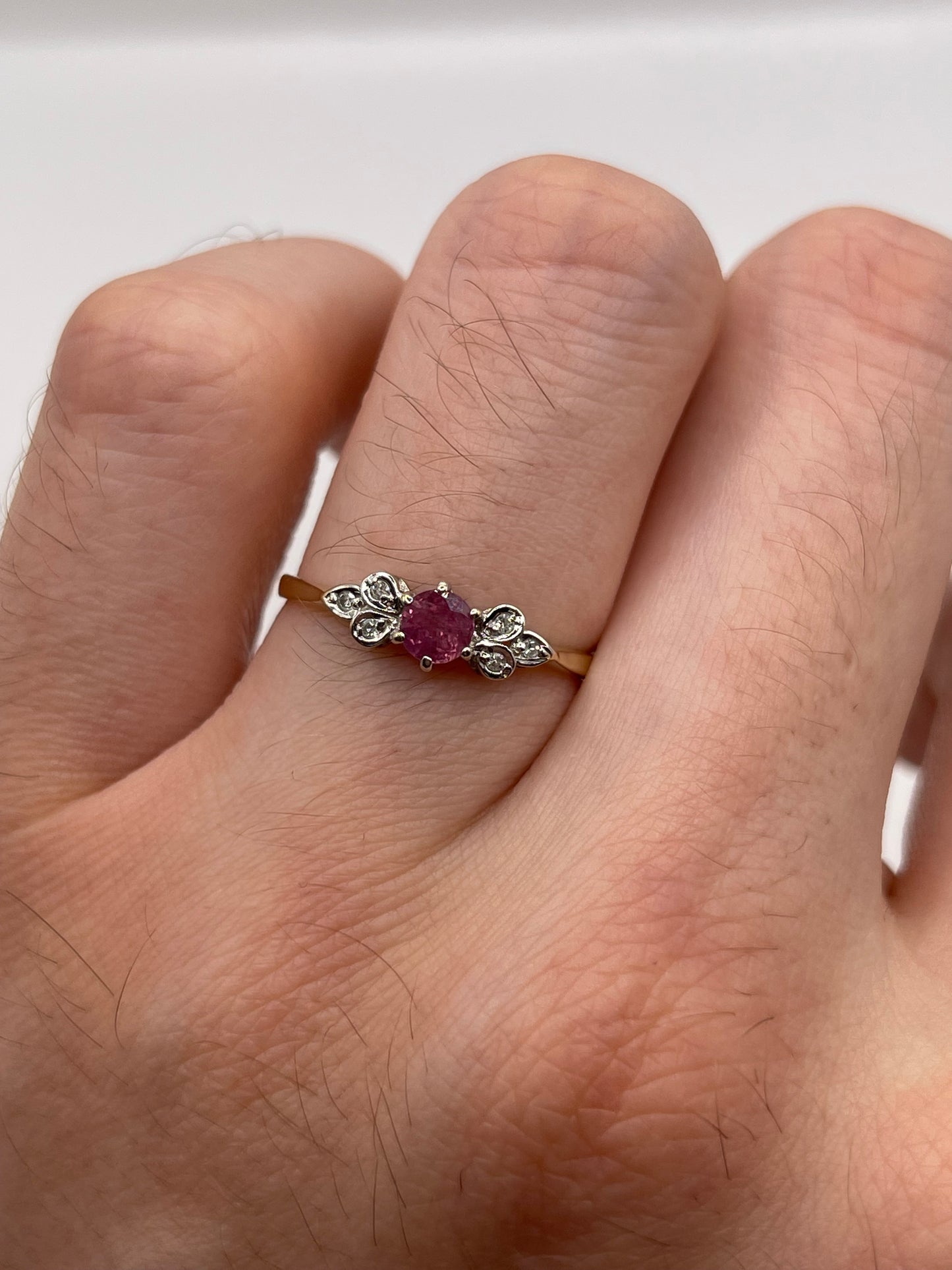 9ct gold ruby and diamond ring