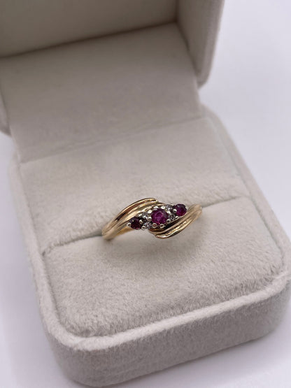 9ct gold ruby and diamond ring