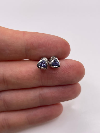 9ct white gold tanzanite earrings