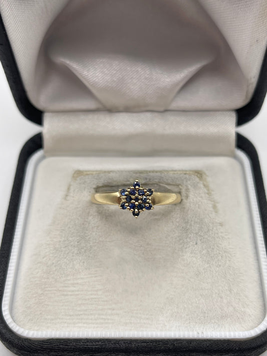 9ct gold sapphire cluster ring