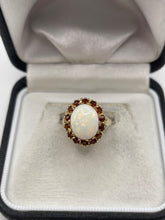 Load image into Gallery viewer, 9ct gold opal and garnet ring
