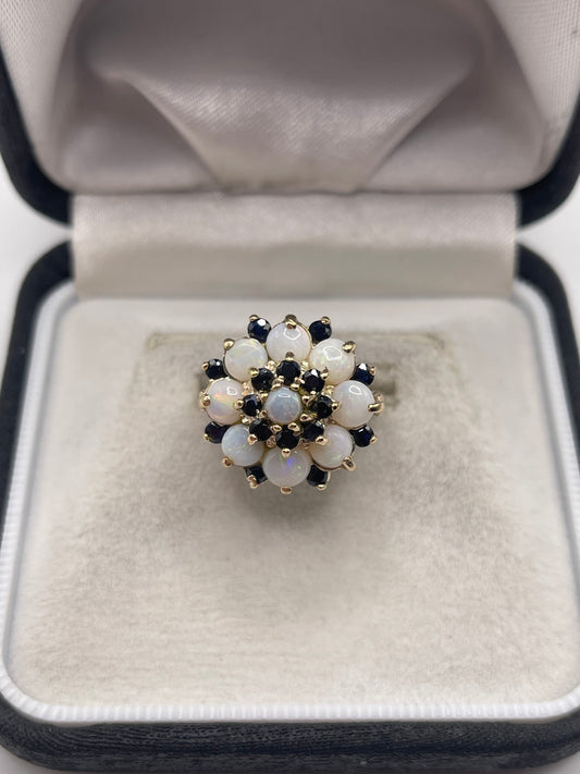 9ct gold opal and sapphire ring
