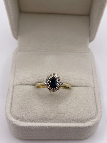 9ct gold sapphire and diamond ring