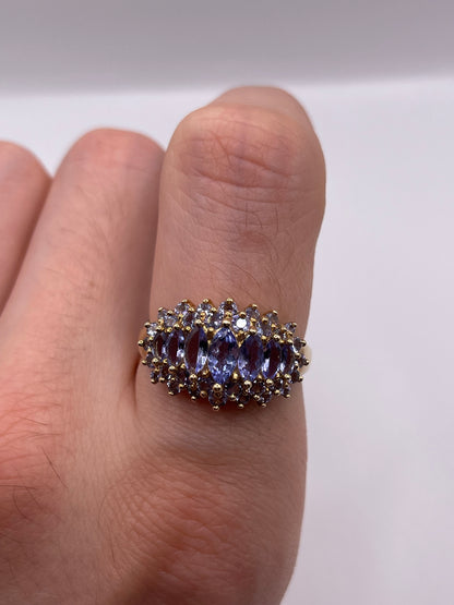 9ct gold tanzanite cluster ring