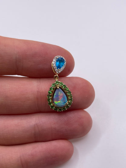 9ct gold multi gemstone pendant