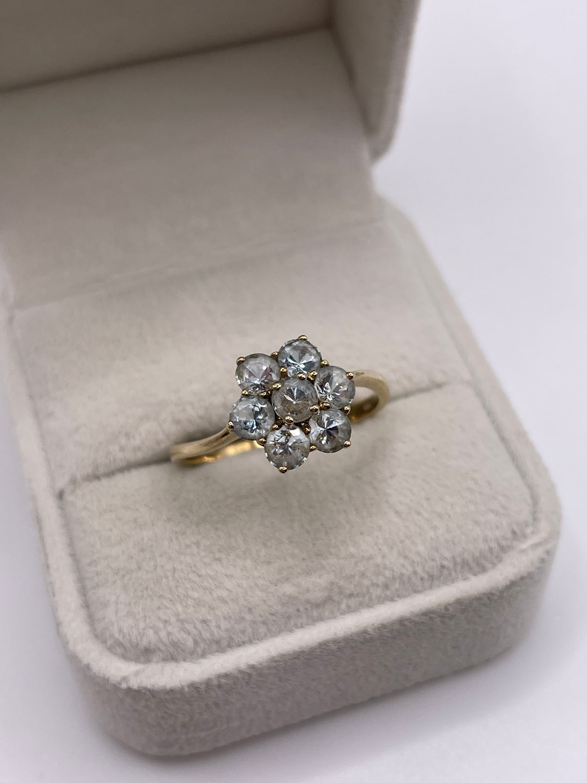9ct gold aquamarine cluster ring