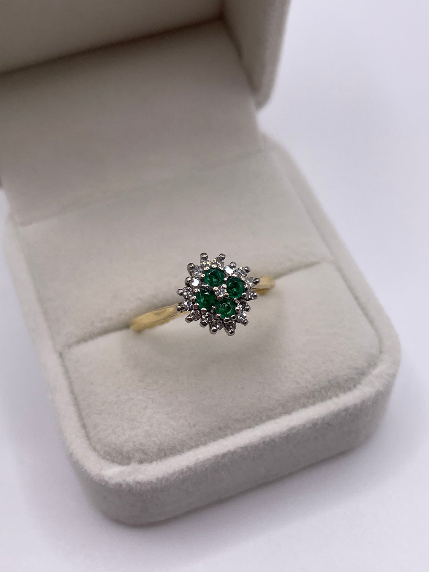 18ct gold emerald and diamond ring