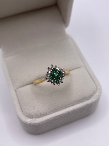18ct gold emerald and diamond ring