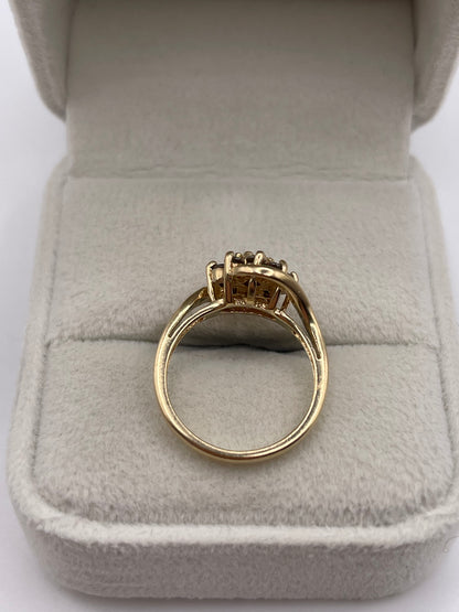 9ct gold cognac diamond cluster ring