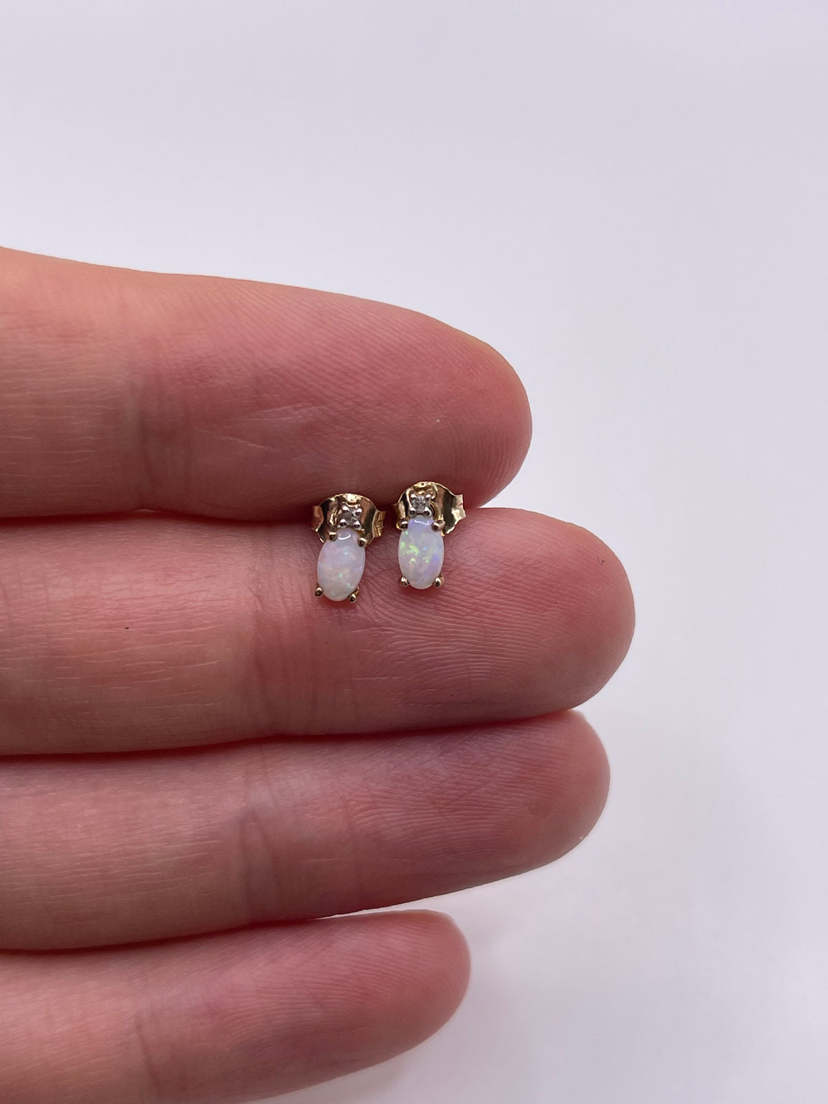 9ct gold opal and diamond earrings