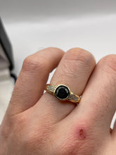 Load image into Gallery viewer, 9ct gold diamond cluster ring inc black diamond
