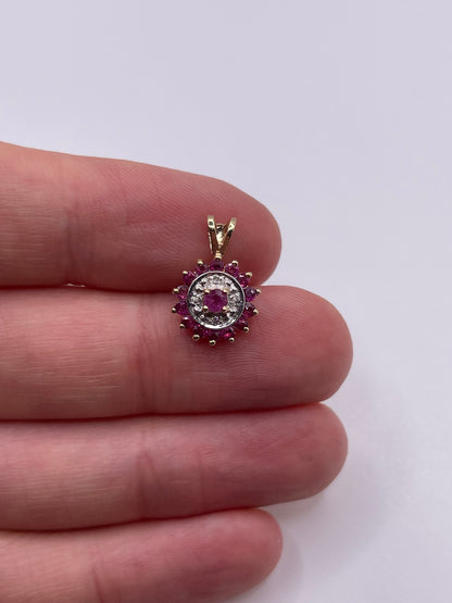 9ct gold ruby and diamond pendant