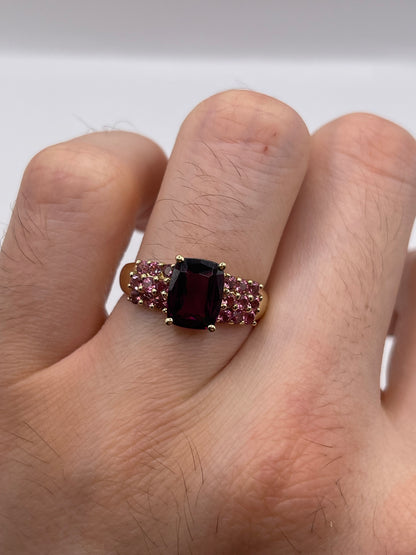 9ct gold garnet and tourmaline ring