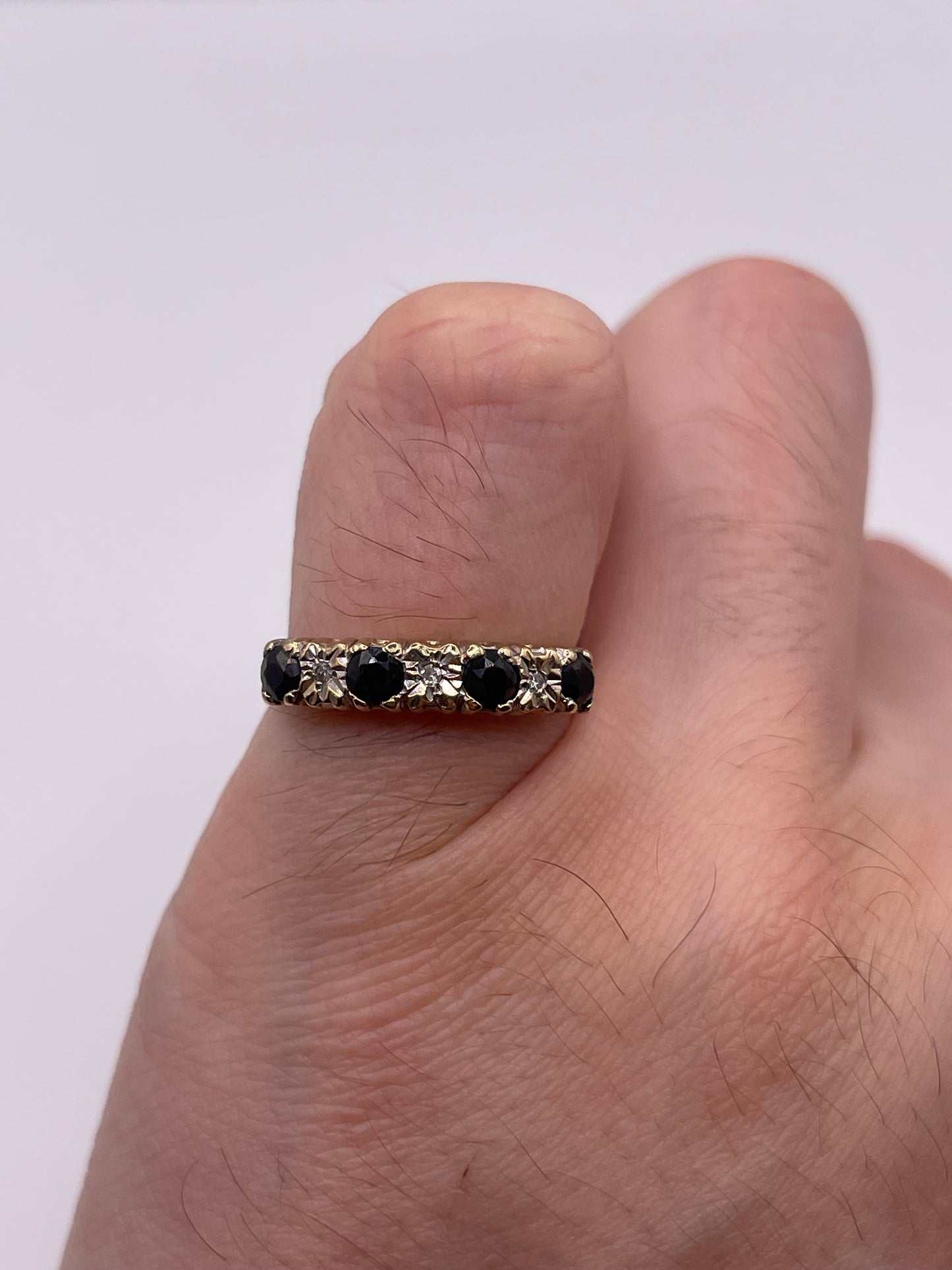 9ct gold sapphire and diamond ring