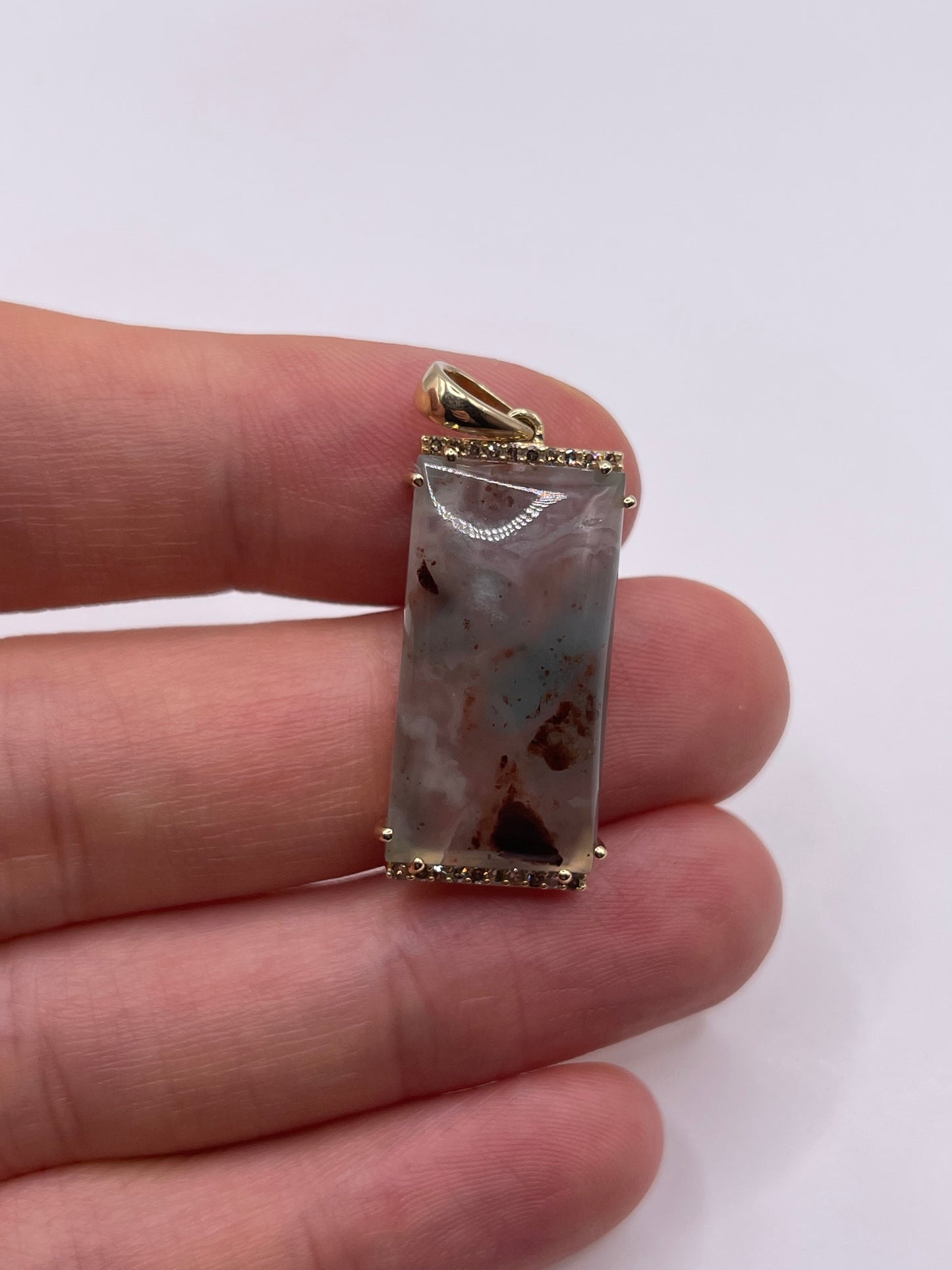 9ct gold aquaprase and diamond pendant