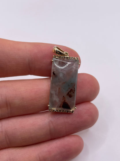 9ct gold aquaprase and diamond pendant