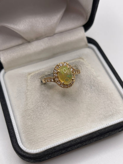 9ct gold opal and zircon ring