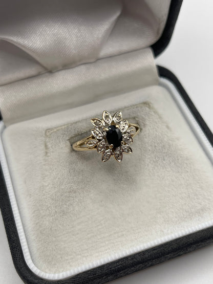 9ct gold sapphire and diamond ring