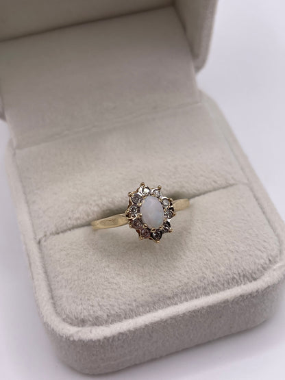 9ct gold opal and diamond ring