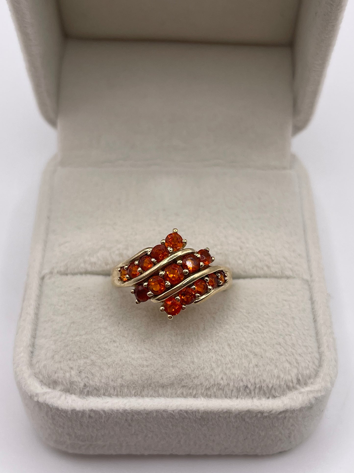 9ct gold fire opal cluster ring