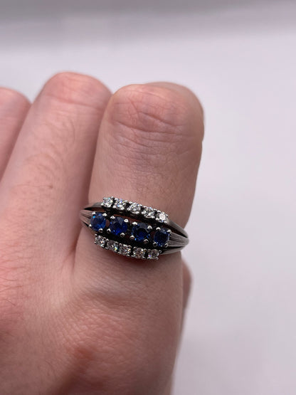 14ct white gold sapphire and diamond ring