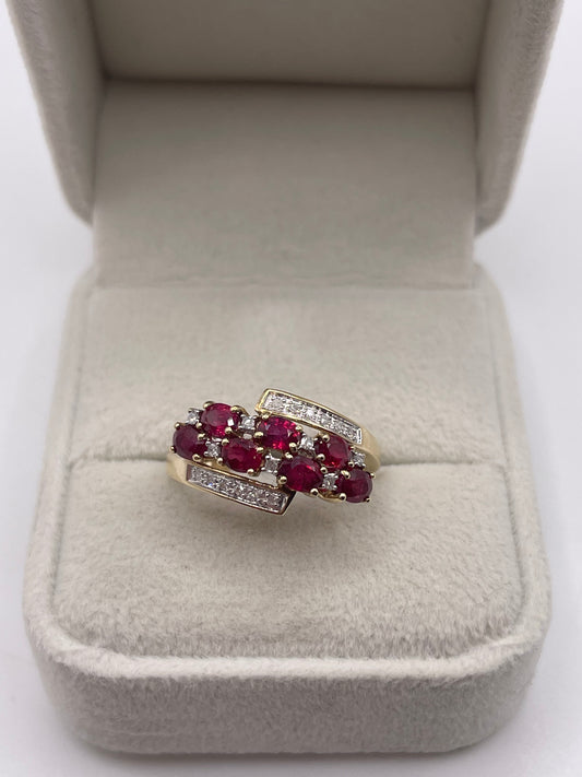 9ct gold ruby and diamond ring