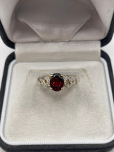 Load image into Gallery viewer, 9ct gold garnet and diamond ring

