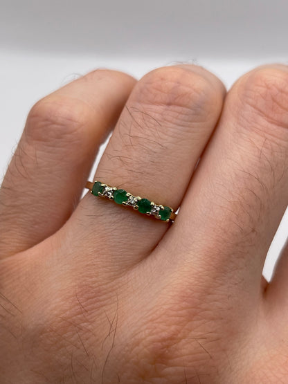 9ct gold emerald and diamond ring