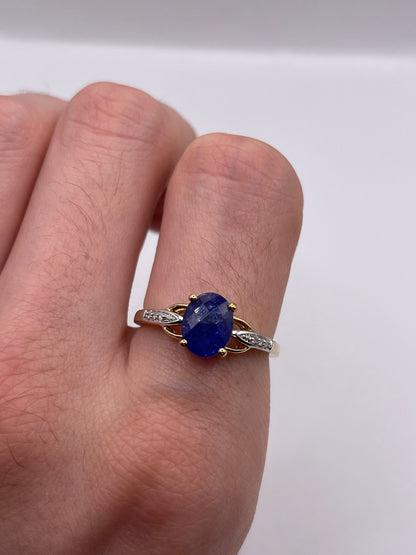 9ct gold tanzanite and diamond ring