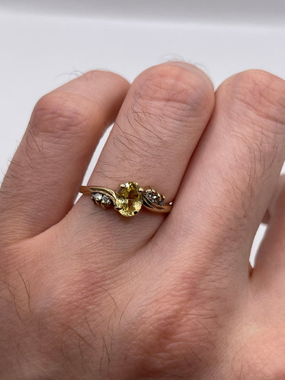 9ct gold yellow sapphire and diamond ring