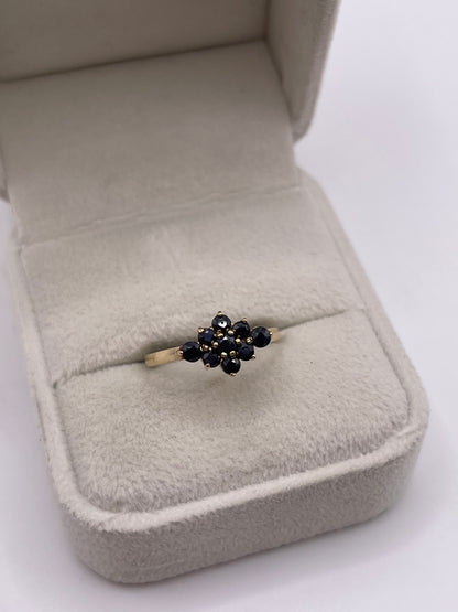 9ct gold sapphire cluster ring