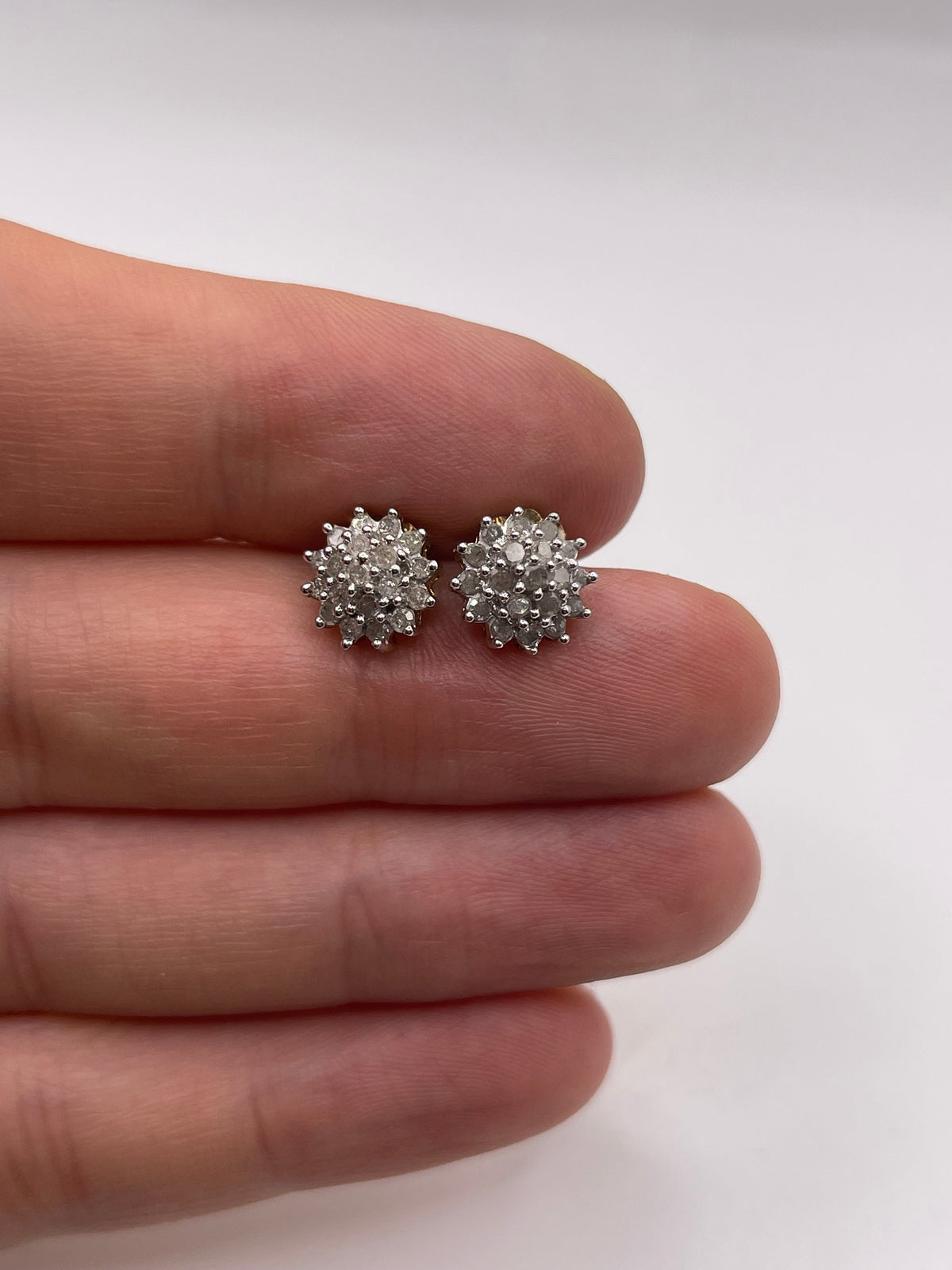9ct gold diamond cluster earrings