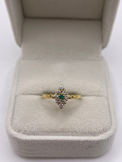 18ct gold emerald and diamond ring