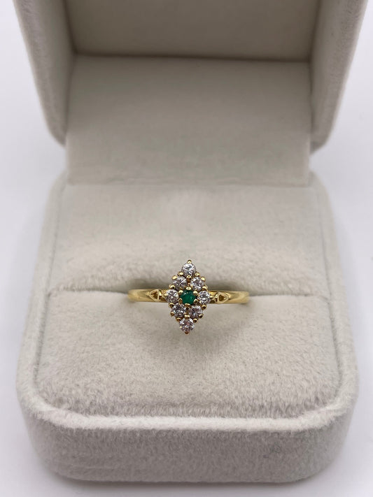18ct gold emerald and diamond ring